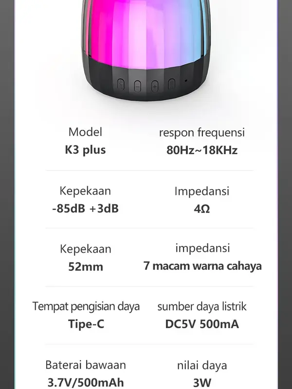 【Brand Original】Thinkplus K3 Plus Bluetooth Speaker Mini HiFi 360° Hi Quality Sound Portable Stereo Wireless Speaker Bookshelf Speakers Center Spearkers Bass Led 8