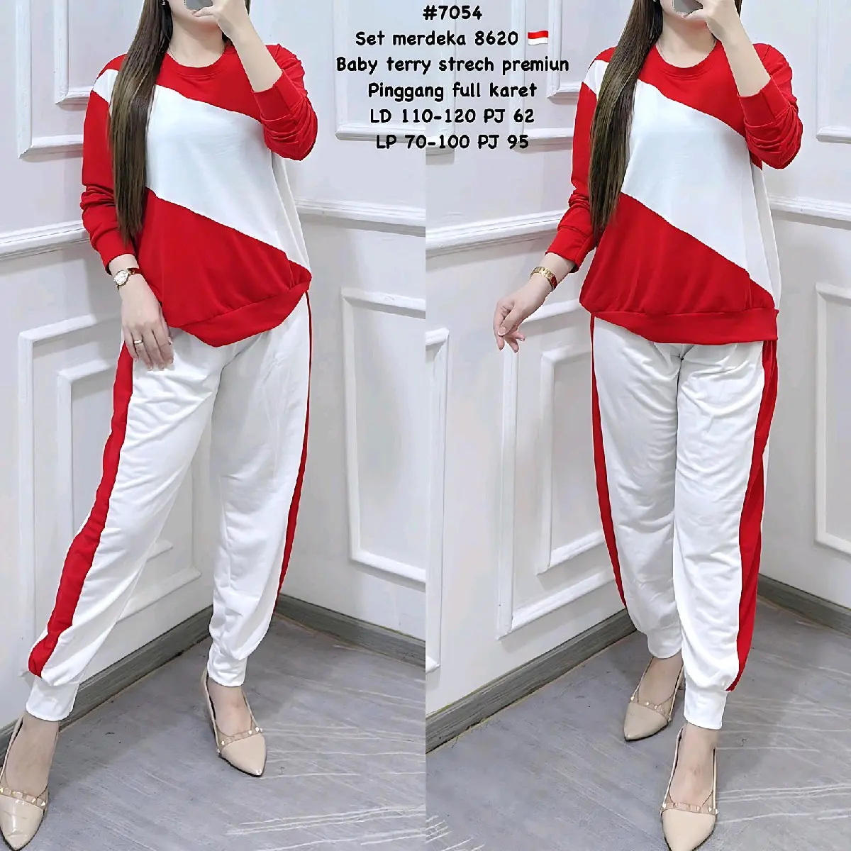 5128 SETELAN PP KAOS BAYTERRY MERAH PUTIH 17 AGUSTUS 7147