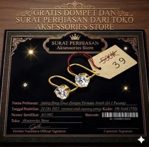 Anting Desi Lapisan E.M.A.S Muda Asli Awet Hingga Bertahun Tahun Gratis Dompet dan surat perhiasan dari toko