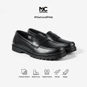 MJC Indonesia Sepatu Oxford Pria Original Hero Black Kulit PU Anti Selip Formal Casual Slip On Kantor Kuliah Unisex Shoes Flat Hitam Kerja Kasual Pantofel