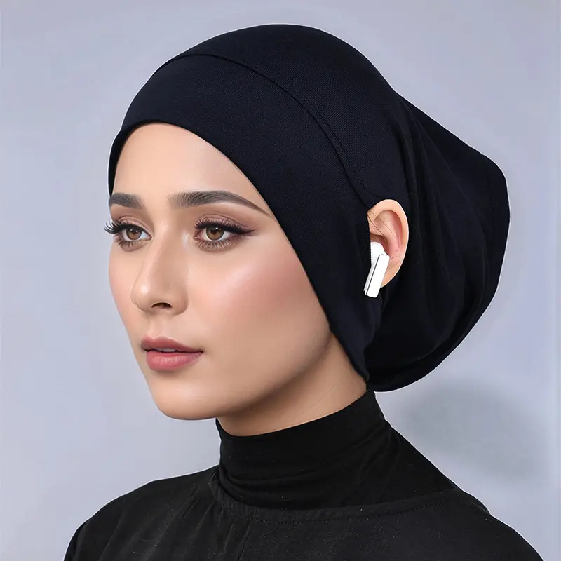 LMLAVEN New Elastic Jersey Cotton Inner Hijab Ear Hole Plain Undercap Tudung Solid Muslim Women Instant Hijab Tube