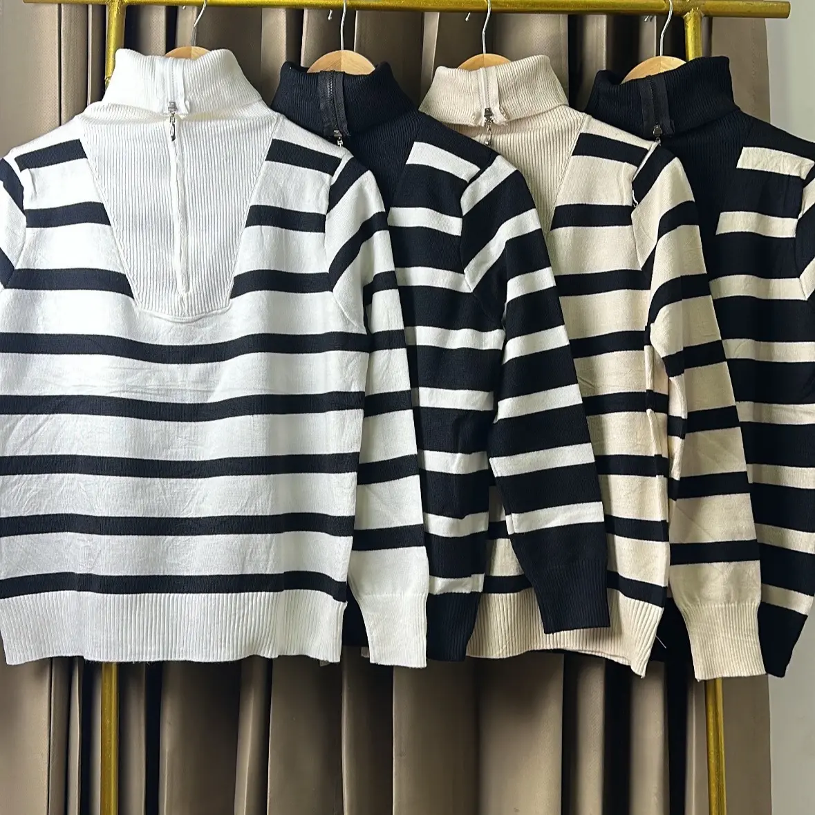 FUJI striped sweater turtleneck premium - Knitwear  Atasan Wanita