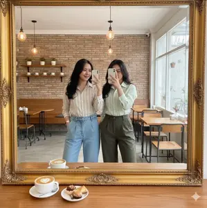 Wispie Girl Boss Fitted Shirt Kemeja Kerja Wanita Fit Garis Stripe Karet Lembut Warna Pink Hijau Biru dan Krem Nyaman Panjang Unik Motif Muda Size M L XL XXL