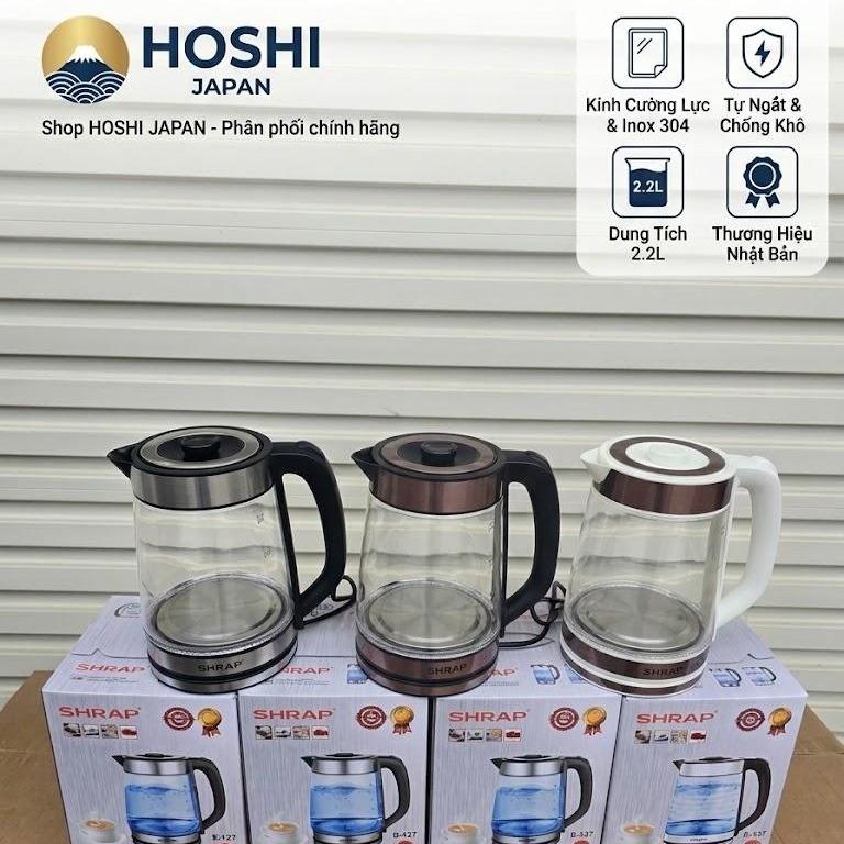 B127 - Ấm siêu tốc , ấm đun nước thủy tinh USHRAP dung tích 2.5L Có Đèn Led Hiển Thị