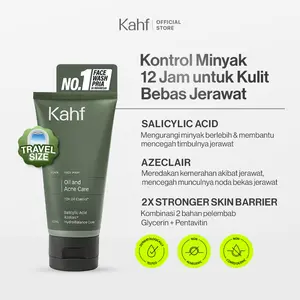 Kahf Face Wash Oil and Acne Care 50 ml - Sabun Cuci Muka Pria untuk Membantu Lawan Jerawat dan Kontrol Minyak - Suitable for Daily Use