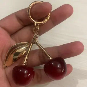 Asesoris Tas Variasi V007 CHERRY / Gantungan Tas / Keychain - EMAS MUDA - Aksesoris Tas (IMPORT)