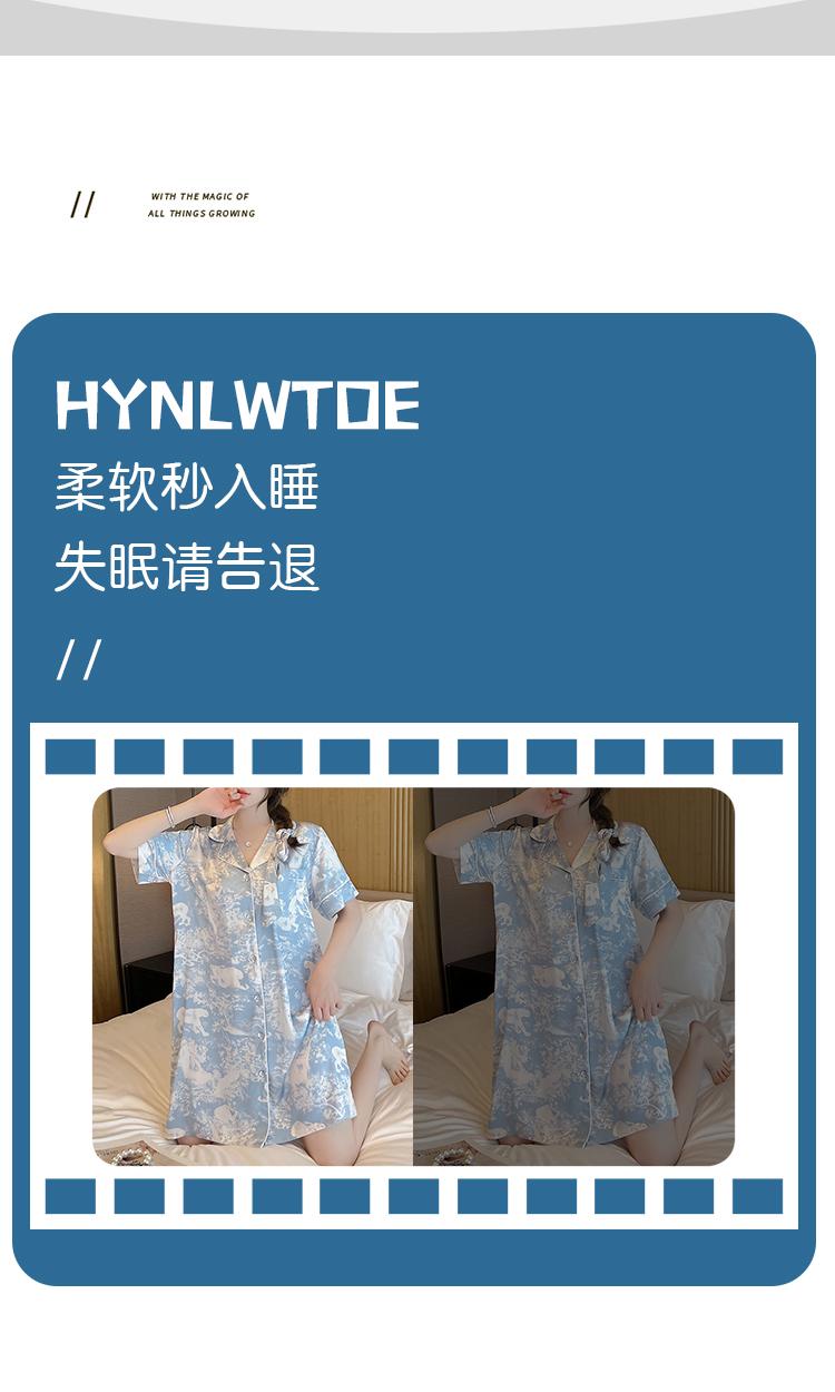 Product Introduction of Summer pajamas nightdress women thin short-sleeved shirt medium long home clothes can be worn outside 17
