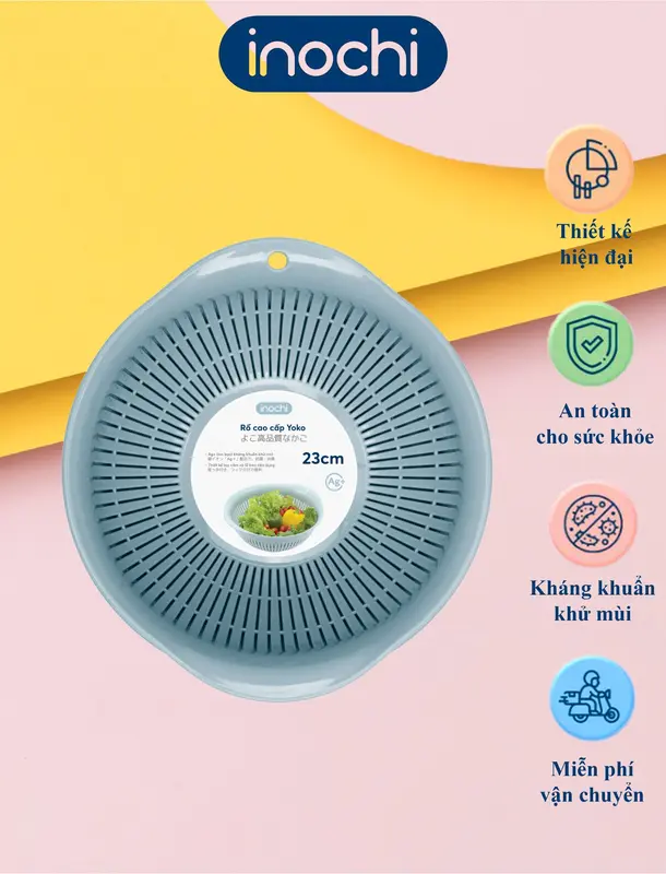 [INOCHI] Thau rổ nhựa cao cấp Yoko Inochi Nhật Bản loại lớn cao cấp chắc chắn sang trọng 6