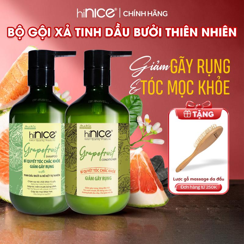 Bộ Dầu Gội Kem Xả Tinh Dầu Bưởi Thiên Nhiên hiNICE Grapefruit Conditioner Hỗ Trợ Phục Hồi Tóc Giảm Rụng Tóc Nam Nữ