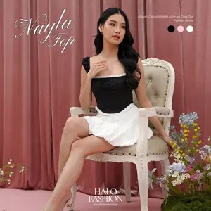 [Halofashion] Nayla Top - Atasan Casual Wanita Lace-up Crop Top Fashion Korea