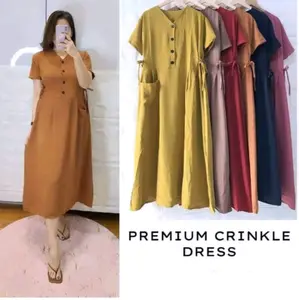 Paket bundling 3 pcs jennie - Crinkle Airflow - Dress Busui Daster Kancing