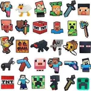 30pcs Charms de Minas para Decoración de Zapatos, Charms de Pixel para Sandalias de Zuecos, Regalos de Recuerdos de Fiesta para Niños y Niñas, Fans de Juegos