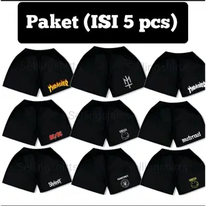 Celana Pendek Pria Kece Isi 5 Pcs - Shorts Boxer Nyaman Santai Hitam Motif Distro