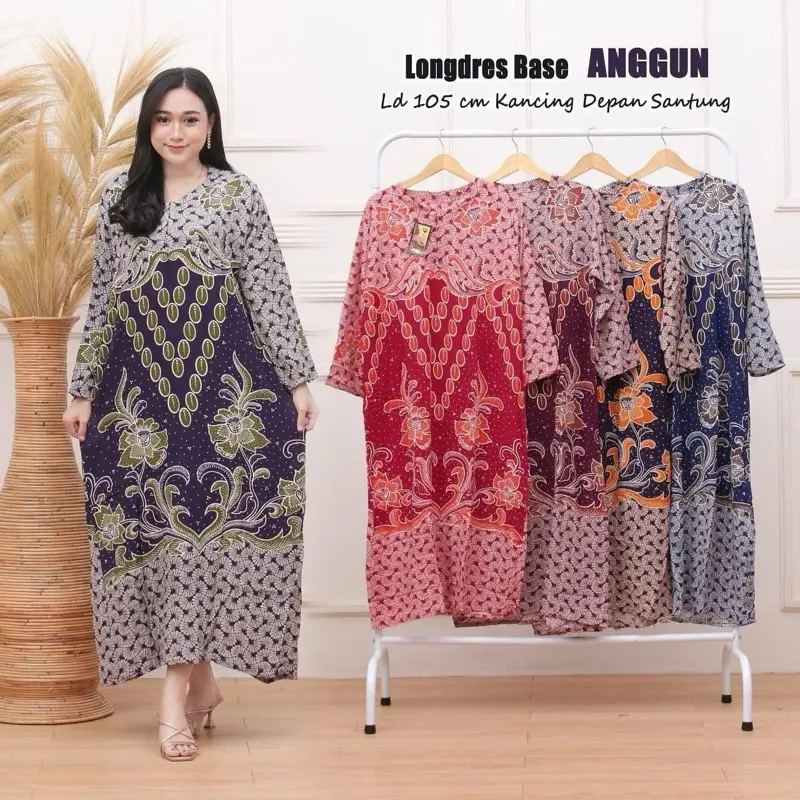 LONGDRESS BASE BATIK ETNIK 100RB/3 PCS BUSUI FRIENDLY RAYON 4