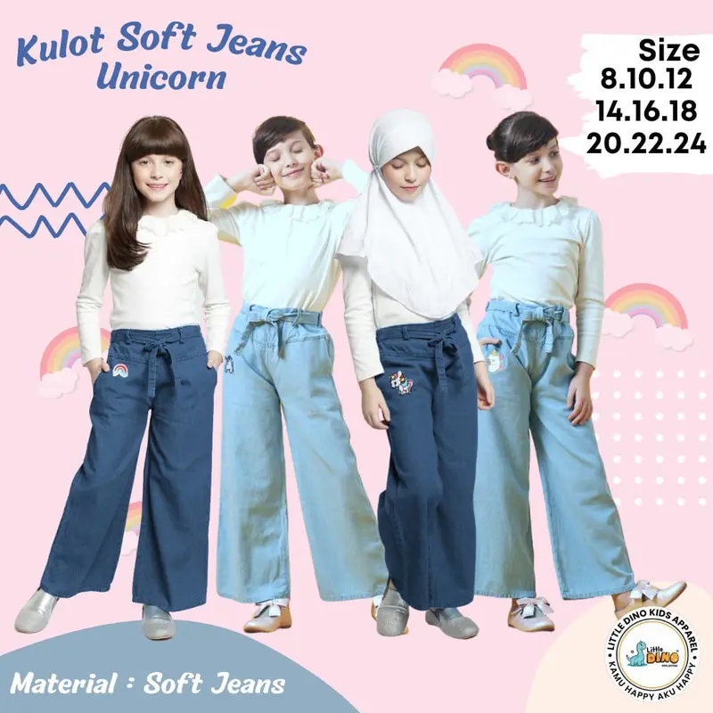 Celana Kulot Anak Unicorn Littledino Softjeans Celana Jeans Anak Kulot Jeans 0