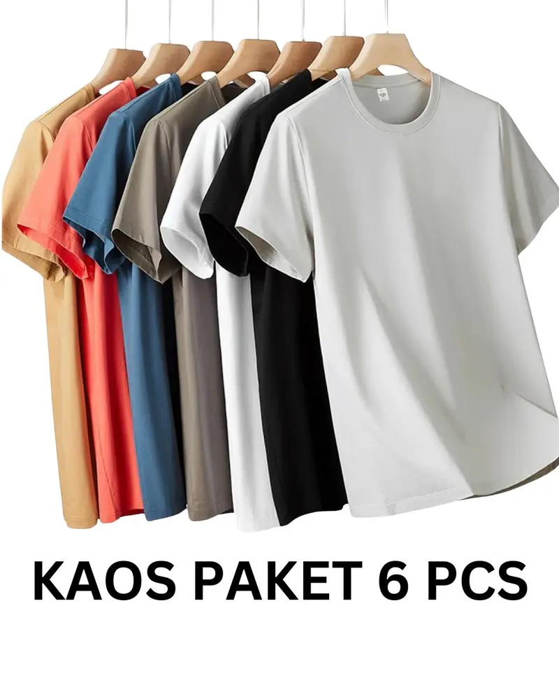 HANESA FASHION kaos Paket 6 PCS Kaos  Polos 24s 200gsm Soft Handfeel COD free ongkir