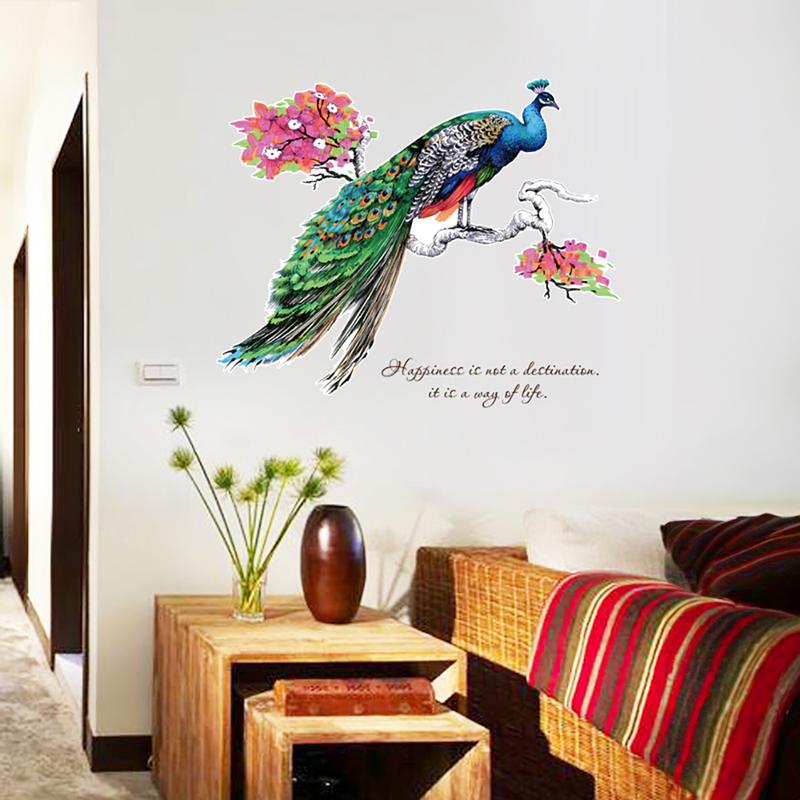 Wall Stiker Dinding Aesthetic – Bahan plastik vinyl transparan, ukuran 90cm x 60cm (P x T) per pcs, motif burung merak di atas dahan pohon. Terbuat dari kertas sticker, ideal untuk dekorasi dinding yang elegan dan menarik 4