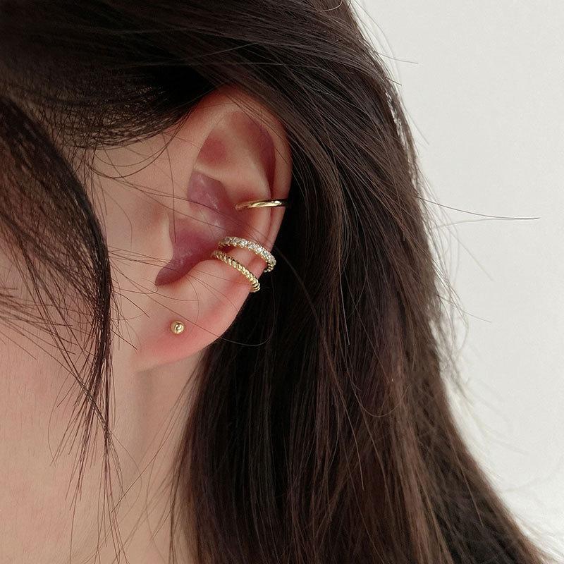 Kẹp Tai Kim Cương, Dành Cho Nữ, Giá Cả Phải Chăng, Thiết Kế Sang Trọng, Bộ Ba Mảnh, Kẹp Xương Tai, Hoa Tai, Thích Hợp Cho Tai Không Xỏ Lỗ, Phong Cách Mới 2024 2