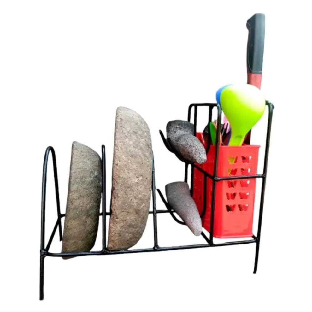 Rak tempat cobek ulekan Pisau Dapur Peralatan Besi Kitchenware Talenan Perlengkapan Telenan