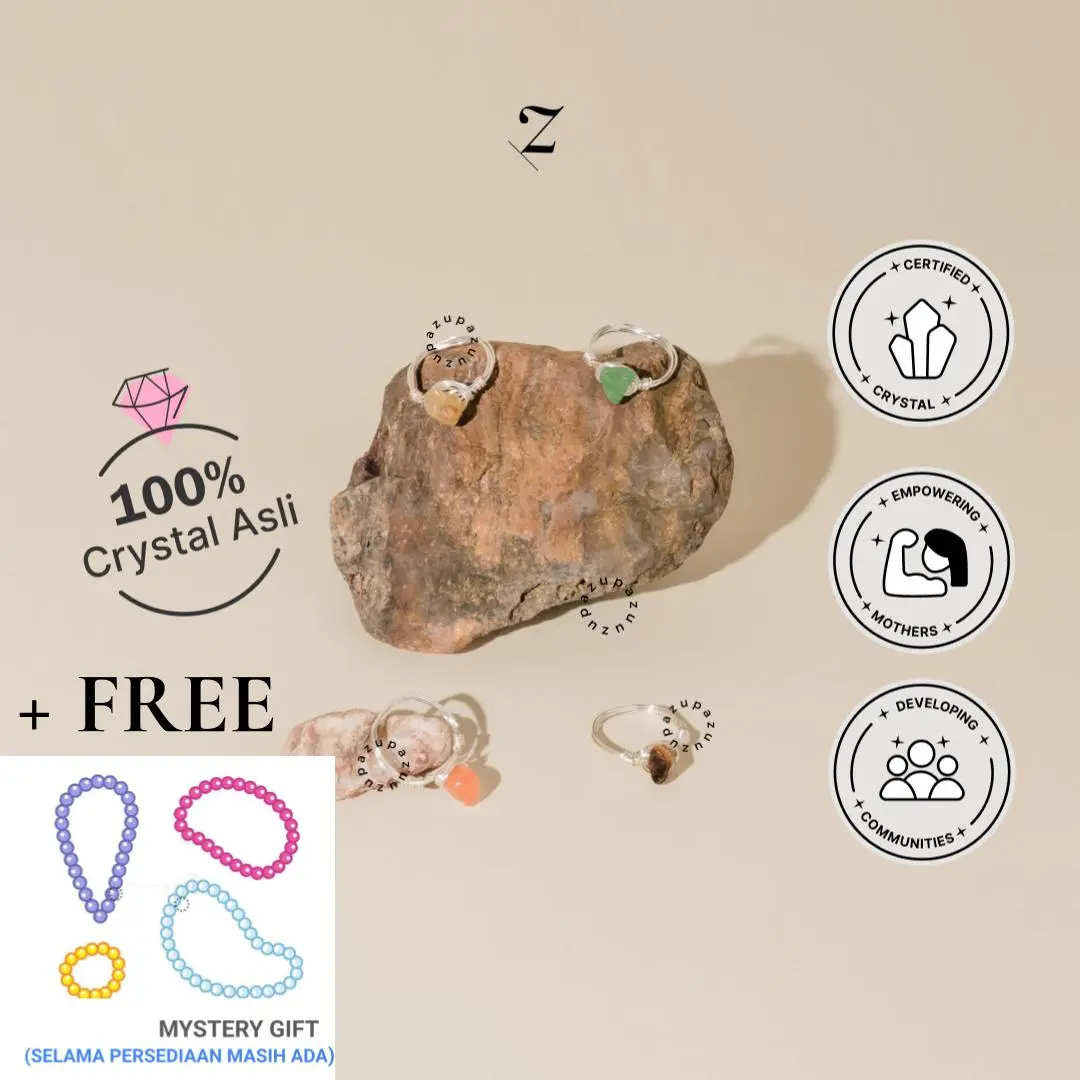 Zupazupazuu - Wire ring Gravel I Crystal - Cincin Kawat untuk Meningkatkan Kemampuan Intuitif  [Free Gift Kristal Gelang/Kalung/Cincin Random]