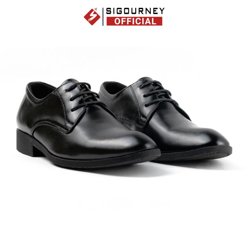  Giày Tây Nam Dây Buộc Công Sở SIGOURNEY Màu Đen Da Bò SIG-04 Bảo Hành 18 Tháng 