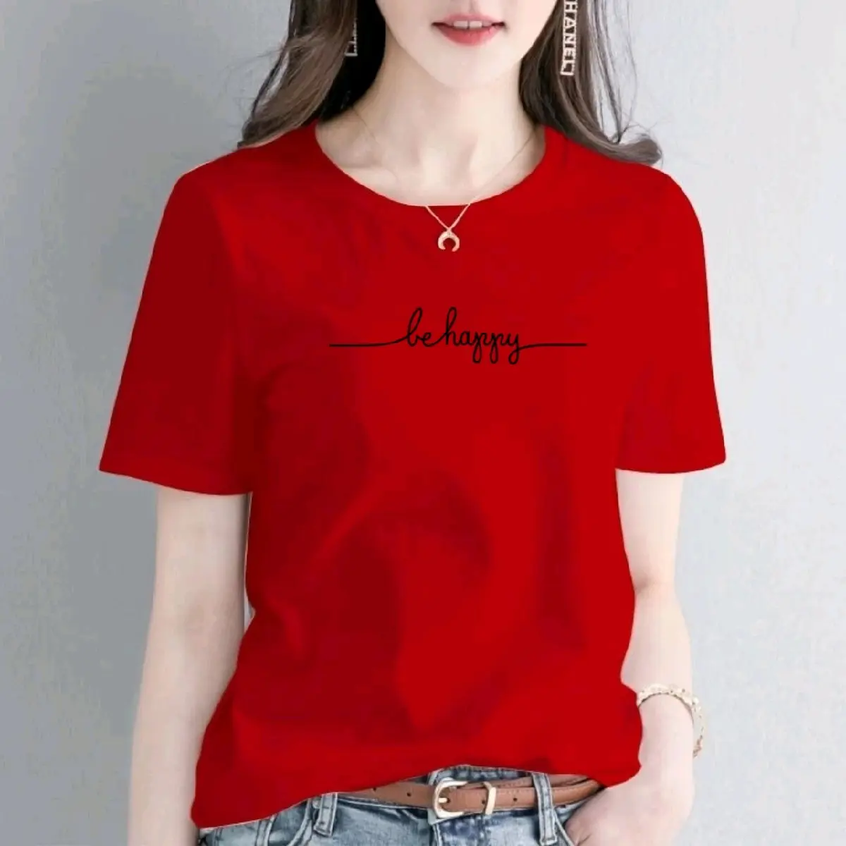 Baju Kaos T-shirt Lengan Pendek Wanita  Quality Premium Tebal Lembut Nyaman Katun Distro Dewasa Kerah Panjang Sablon Oblong Bulat Atasan