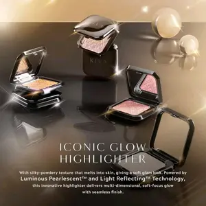 Kiva Iconic Glow Highlighter dengan Teknologi Luminous Pearlescent dan Light Reflecting untuk Tampilan Glowing Alami