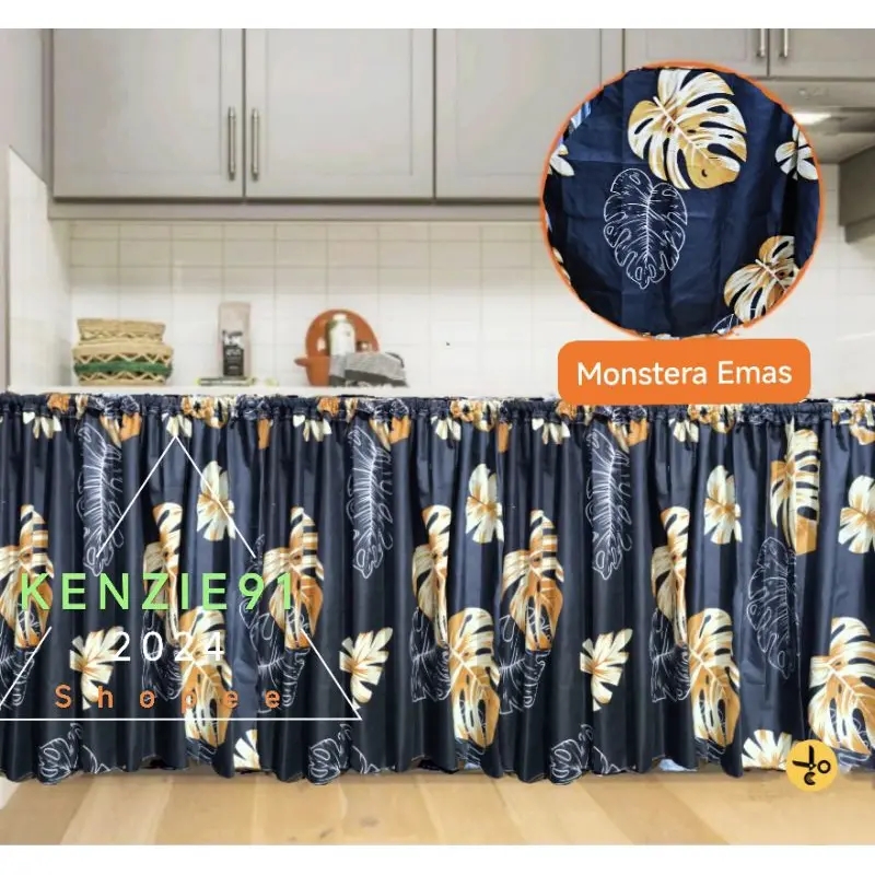 Kenzie91 Gorden Kolong Dapur Minimalis | Gorden Meja Bawah Kompor Uk 100 x 70 cm + Bonus Tali