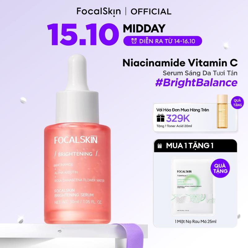 FOCALSKIN Tinh chất Serum Bright Balance Niacinamide α-Arbutin VitaminC hỗ trợ dưỡng da tươi tắn phù hợp cho da nhạy cảm 15ml/30ml | Làm Đẹp Da Skincare Dưỡng Sáng Da Cấp Ẩm Chăm Sóc Da