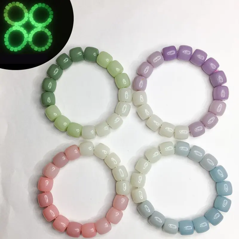 Vòng Tay Đính Cườm Dạ Quang, 1 Chiếc, Hạt Phát Sáng, Vòng Tay, Phát Sáng Trong Bóng Tối, Thủ Công, Dây Đàn Hồi, Thích Hợp Cho Các Cặp Đôi, Quà Tặng, Đèn Ngủ, Quyến Rũ 5