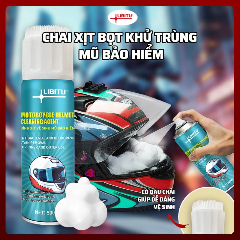 Xịt Bọt Khử Trùng Mũ Bảo Hiểm, LIBITU, 500ml, Xịt Khử Mùi Lót Mũ Bảo Hiểm, Xịt Làm Sạch Mũ Bảo Hiểm, Xịt Bọt Đa Năng Không Cần Rửa