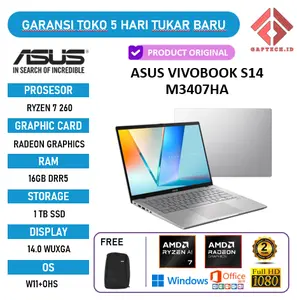ASUS VIVOBOOK S14 M3407HA RYZEN 7 260 16GB 1TB W11+OHS+M365B 14.0 WUXGA