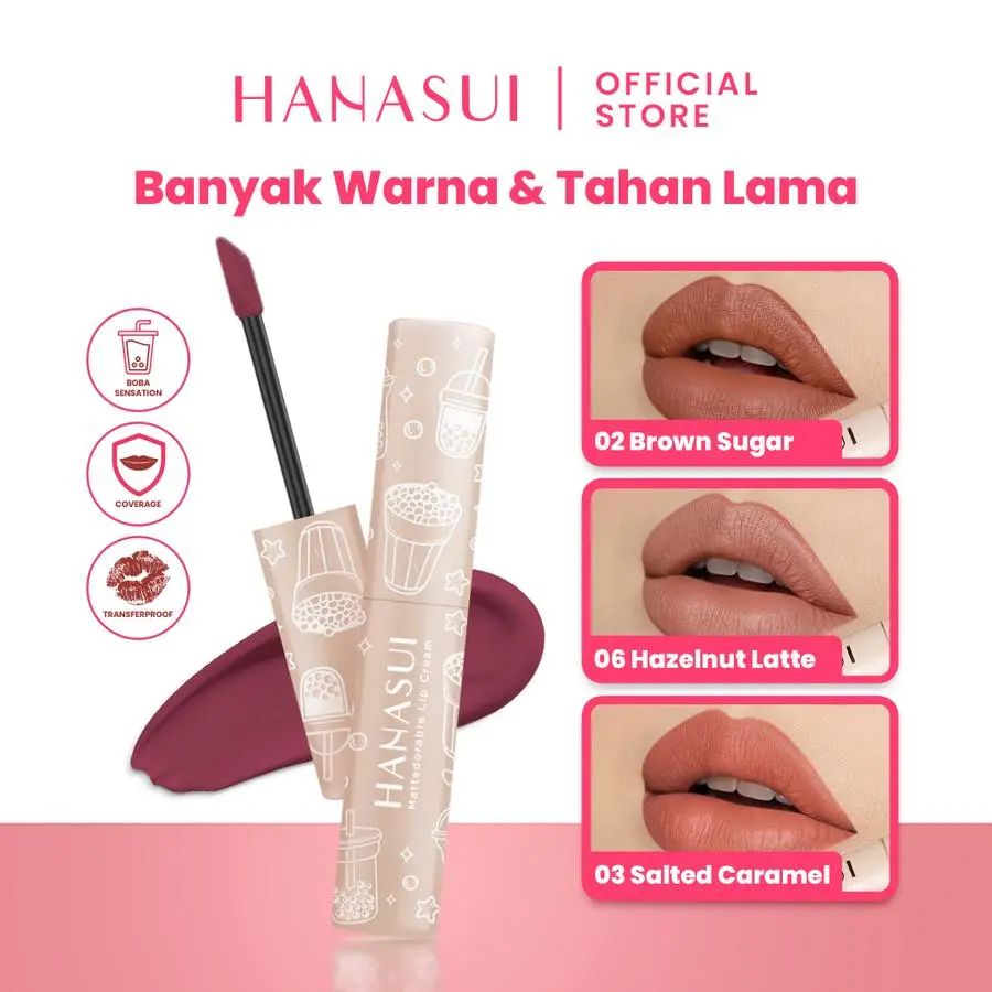[MURAH] Hanasui Mattedorable Lip Cream Boba Edition | Velvet Matte Finish Pigmented Long Lasting Double Moisturizing