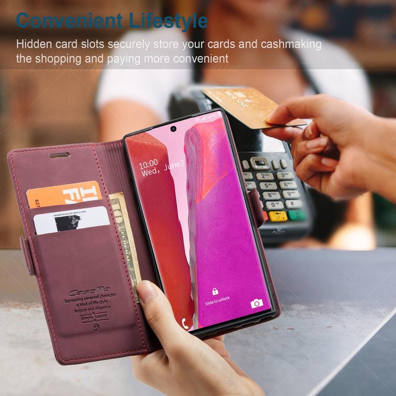 Ốp Điện Thoại Di Động Samsung Galaxy Note 20 Ultra Note20 20Ultra 5G, Thiết Kế Nhám Cổ Điển Có Khe Cắm Thẻ Và Ví, Làm Bằng Da PU, Ốp Nam Châm Từ Tính, Lật, Ốp Lưng Giá Đỡ Bảo Vệ Chống Sốc 1