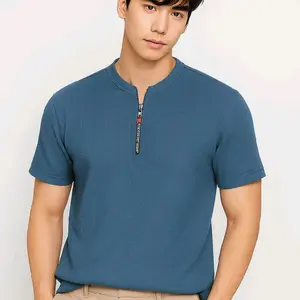 Kaos Zipper pendek wafle polos