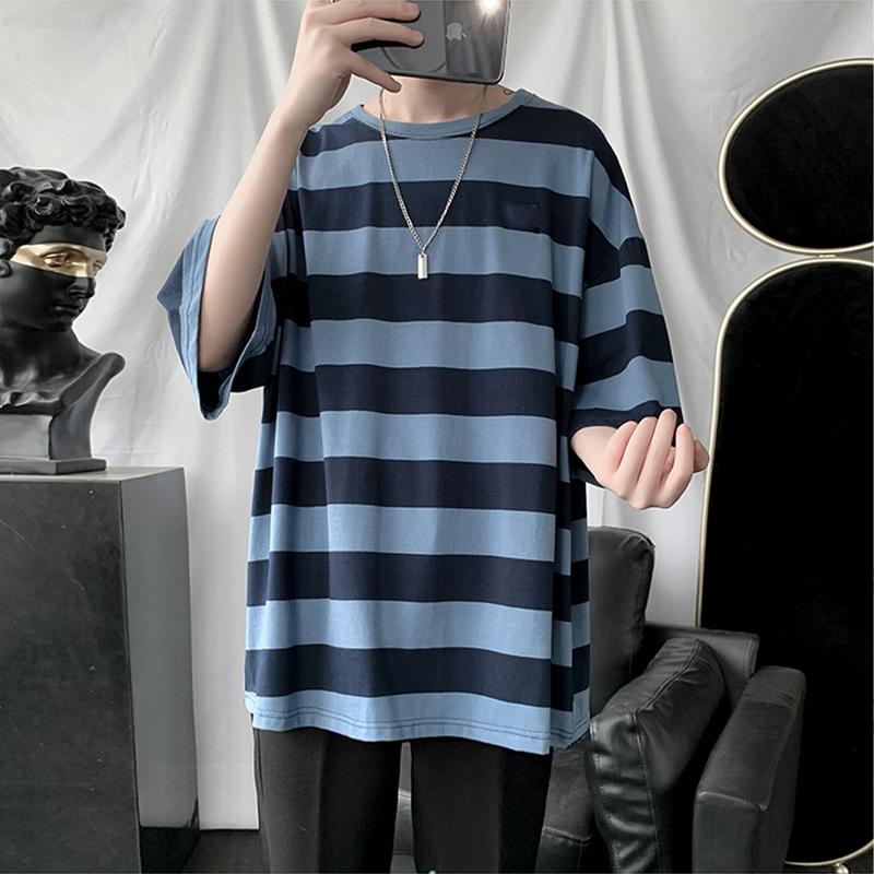 Product Introduction of Vintage striped T-shirt men's clothing Korean-style comfortable fine cloth fashion unisex clothes 25