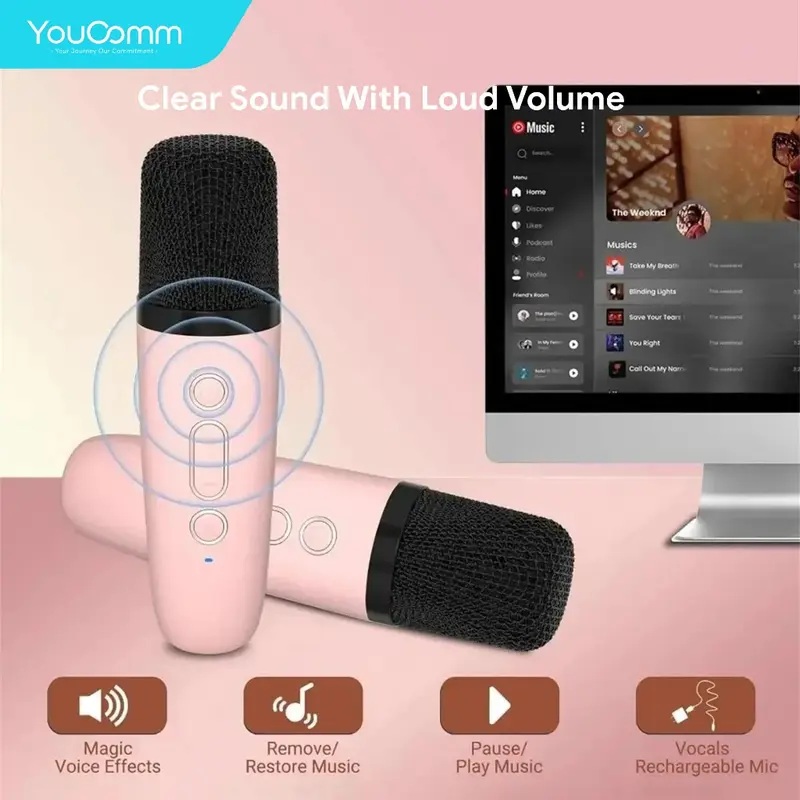 Youcomm Karaoke Mini Speaker Microphone Karaoke Premium Set Speaker Bluetooth Wireless With Mic Karoke Bluetooth Full bass Portable Speaker K1 6