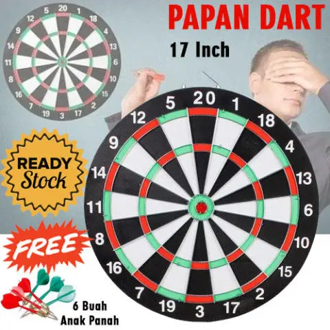 Papan Dart Game 17 Inch 2 Sisi Board Target Panahan Besar 43cm Gantung Dinding FREE 6 Pcs Anak Panah