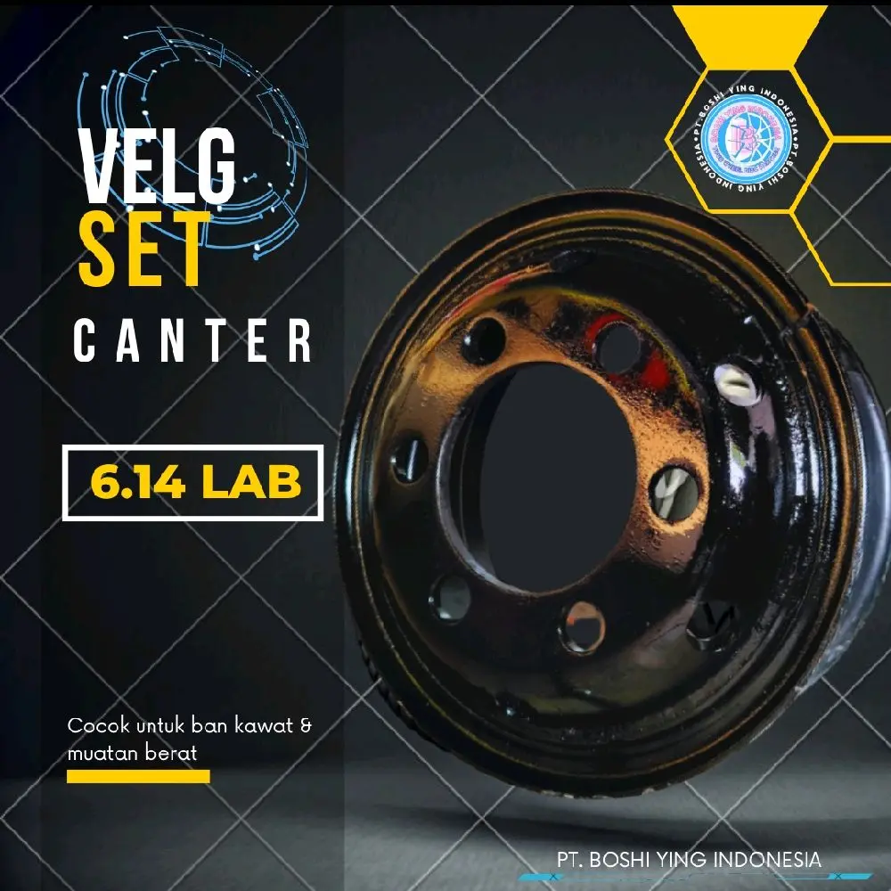VELG SET CANTER/NKR71 RING 16 LUBANG 6 TEBAL 14MM LUBANG ANGIN BULAT