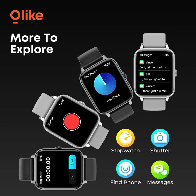 OLIKE Smartwatch Meta S1 Jam Tangan Pintar Pria dan Wanita Bluetooth Call Custom Wallpaper 100 Mode Olahraga Pemantauan Denyut Jantung 7