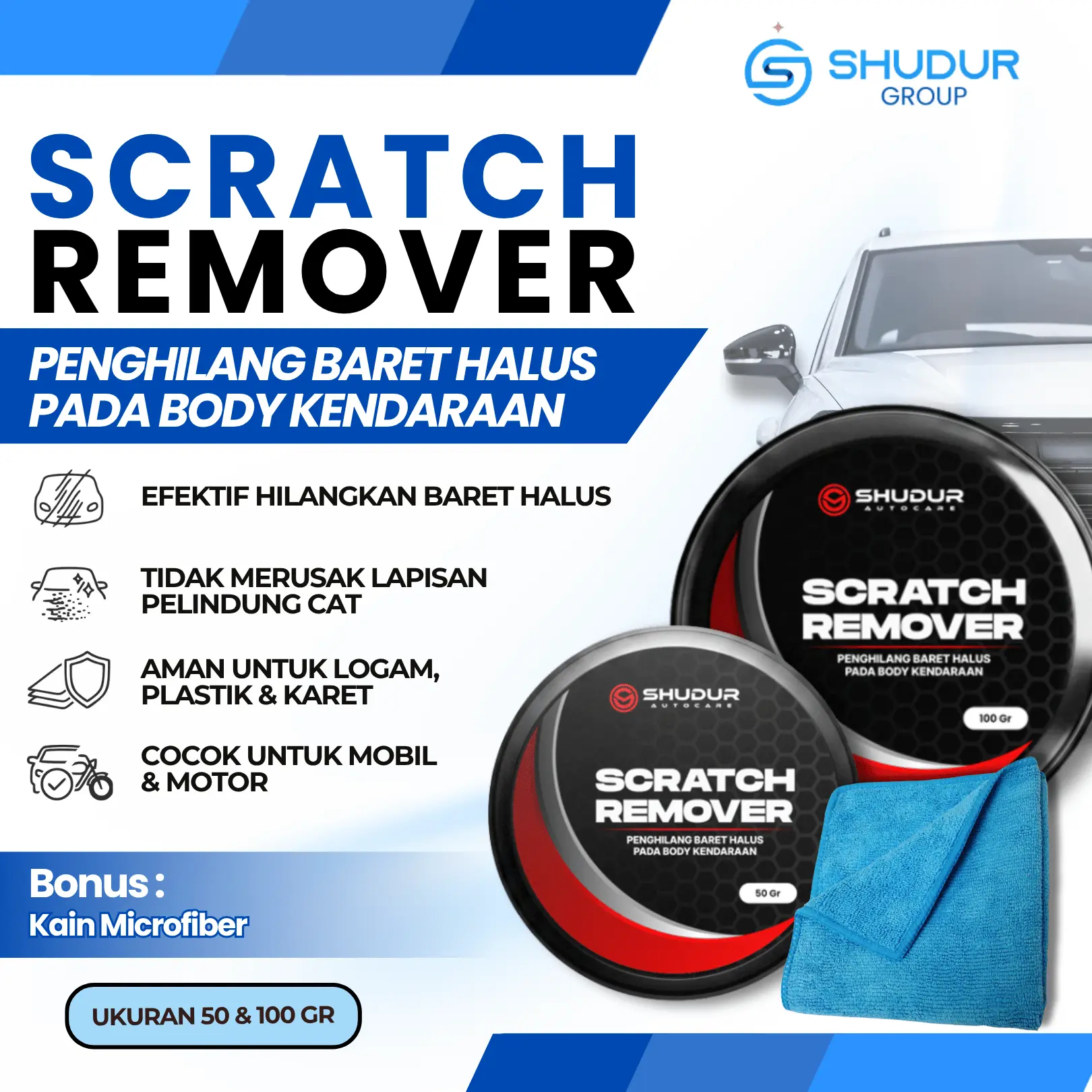 Shudur Scratch Remover Penghilang Baret Halus Pada Body Kendaraan Motor dan Mobil
