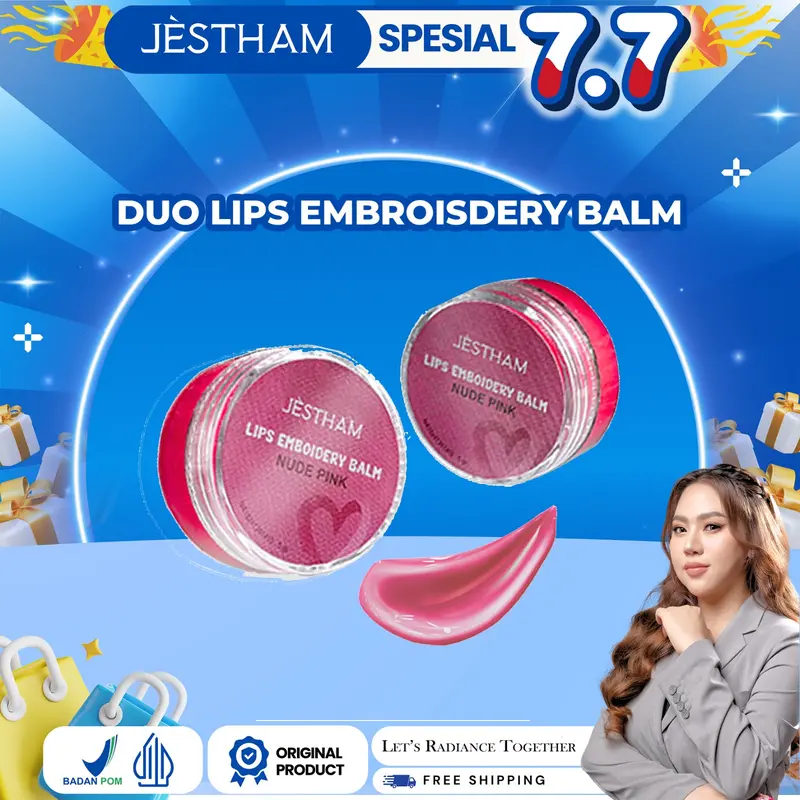 Jestham Duo Lips Emboidery Balm - Lipbalm Pemerah Bibir 0