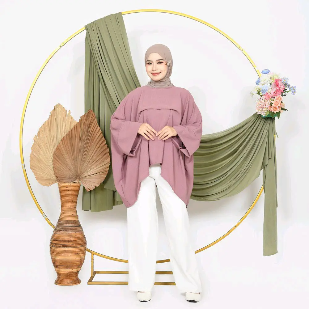 kaftan baju pendek // kaftan // over size Cewek // burgundy