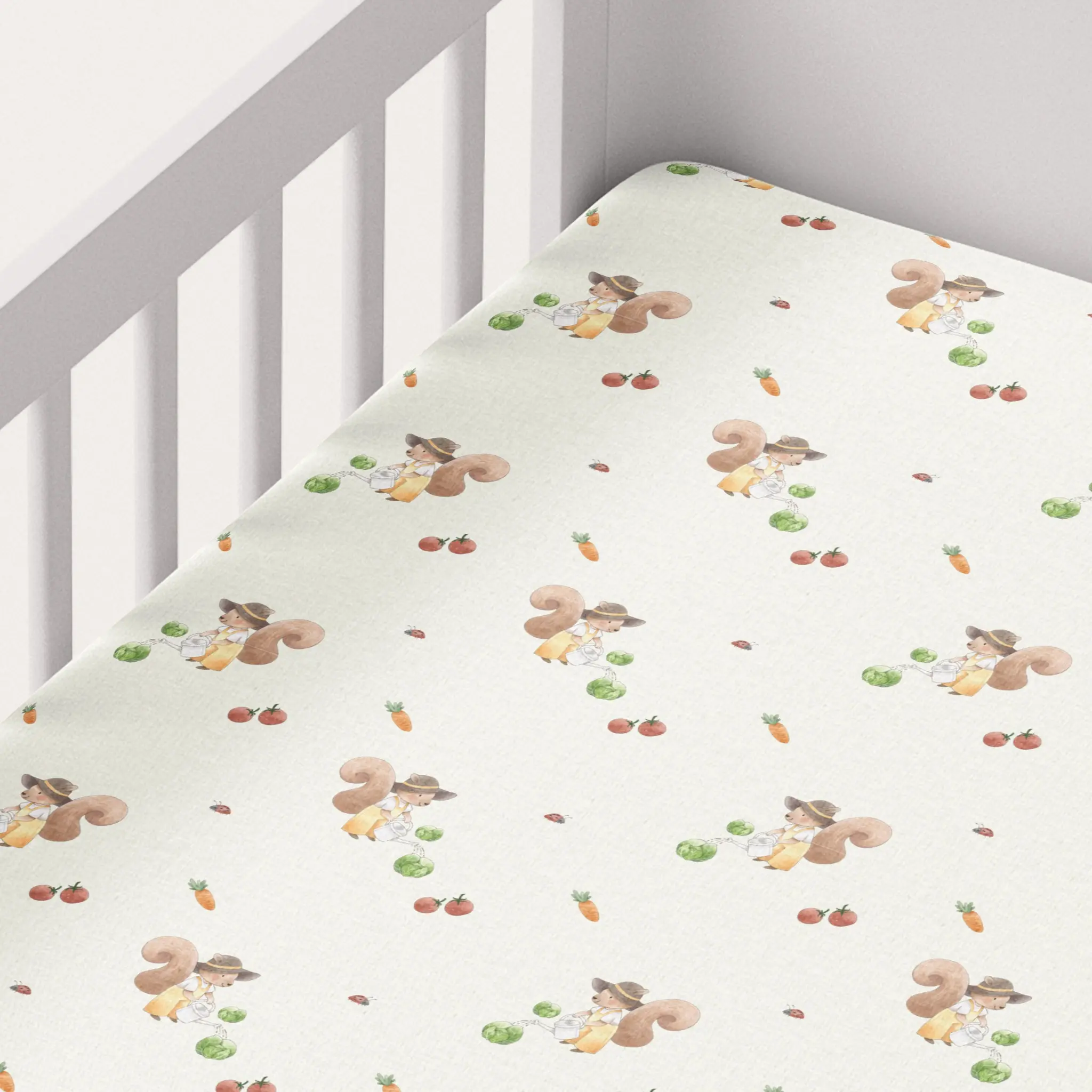 Mama Pyjama Farmer Squirrel TENCEL Cot Sheet - 140 x 70 x 15 cm