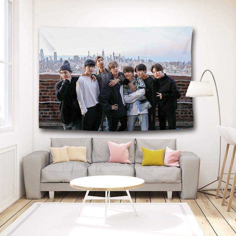 Product Introduction of BTS star fan bedside background cloth dormitory room bedroom dress up decorative hanging cloth 2