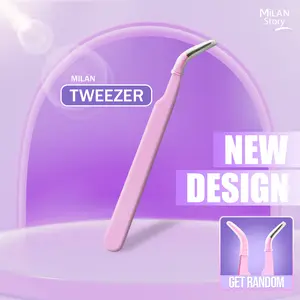 Pinset / Tweezer Melengkung Milan Story | Pinset Bulumata | Eyelash (Warna Acak)
