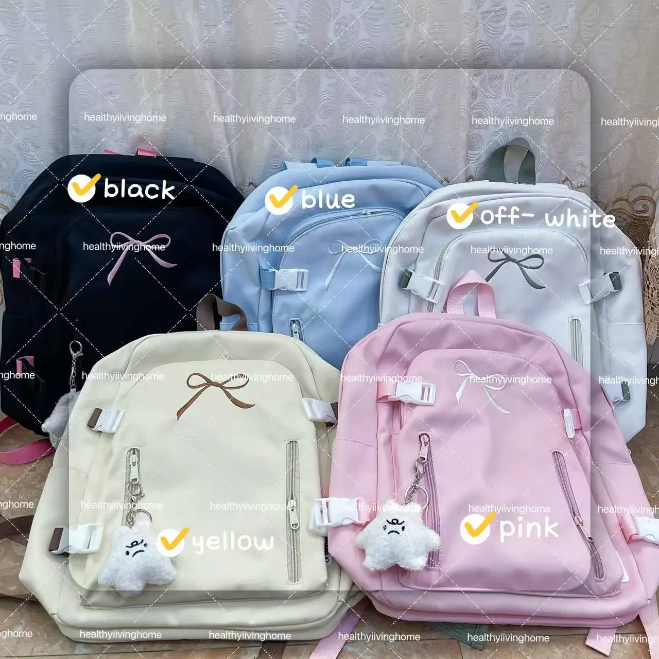 Korean style backpack, student backpack, black, newly upgraded waterproof backpack, leisure multi-functional lightweight backpack