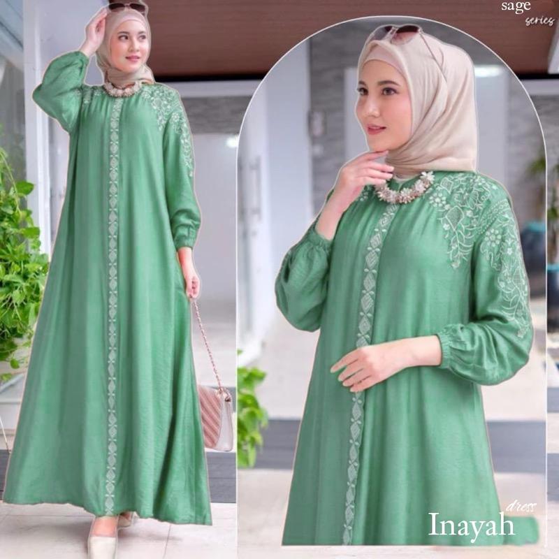 Inayah dress bahan crinkle airflow premium outfit lebaran terbaru 5