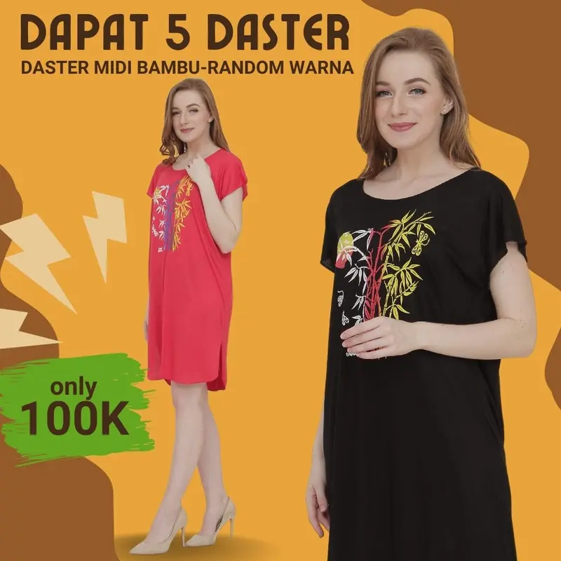 Dapat 5 Daster Bali Midi Bambu - Midi Pelangi - Midi Twister Dan Pelangi Midi - Best Seller Dress Pendek Wanita Tidur kaos panjang nyaman  lembut bumil  santai  motif  rayon cewek katun busui kain tipis pantai 5