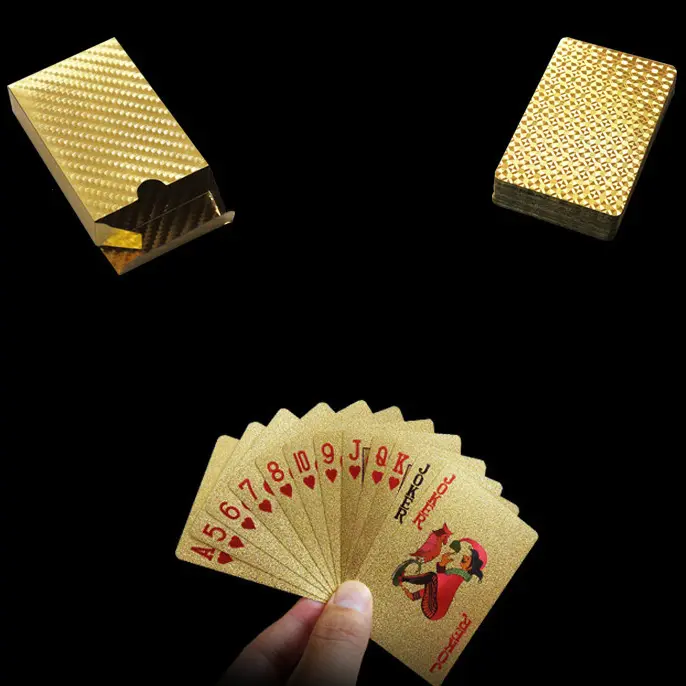 Kartu Remi Poker Bahan Lapisan Foil Waterproof Dollar - TH73A - Golden 4